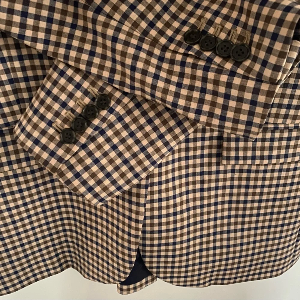 J. Crew Alfie Honey Plaid Italian Wool Stretch Blazer Size 10 NWOT Tollegno 1900 - Picture 8 of 16